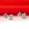 Stud Earrings TE211 Snowflake 1 Carat High Quality NSCD Synthetic Gem Earring For Women Wedding White Gold Color Engagement