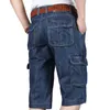 Shorts pour hommes Été marque hommes jean Denim Shorts coton Cargo Shorts grande poche ample Baggy jambe large broderie Bermuda plage Boardshort 230424