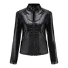 Damenjacken für Damen Mode Revers Motorjacke Mantel Reißverschluss Biker Kurz Punk Cropped Kinderbett Oberbekleidung Winter Mädchen Chaquetas