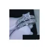 Band Rings Band Rings Luxury Size 5/6/7/8/9/10 smycken 10kt vitt guldfyllt Topaz Princess Cut Simated Diamond Wedding Ring Set Gift DHY1Q