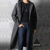 Novo Moda Black Fashion adulto impermeável capa de chuva longa homens homens casaco de chuva encapuzado para caminhadas ao ar livre escalada de pesca espessada