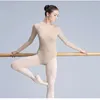 Stage Wear Nude Ballet Sous-Vêtements Femmes Adulte Gymnastique À Manches Longues Chair Couleur De La Peau Justaucorps Maillot De Bain Danse Body