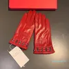 Designer Women Cashmere Glove Pink gloves Ladies Winter Leather Gloves Hardware Womens Mitten With Box Hat Scarf Accessories