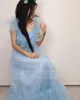 Women's Sleepwear V-Neck Fluffy Dress For Women Baby Blue Robe Gown Maternity Poshoot Long Maxi Boudoir Party Sleeveless