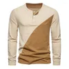 Mäns casual skjortor 2023 Autumn and Winter Fashion Color Block långärmad t-shirt underlag