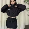 Kurtki damskie Deeptown Black Windbreaker Women Gorpcore Outdoor Y2K Zip Up Up Cropped Tops Tops Streetwear Hippie Harajuku