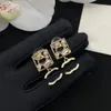 20style 18K Plaqué Or Laiton Cuivre Stud Dangle 925 Argent Lettres De Luxe Femmes Cristal Strass Perle Long Designers Boucle D'oreille De Noce Jewerlry