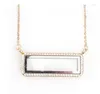 Pendant Necklaces 1PCS/lot 3Colors Floating Locket Necklace Alloy Rhinestones Rectangle Magnetic Glass Fashion Jewelrys