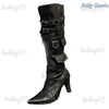 Boots Metal Decoration Buckle Pocket Boots Pointed Toe Knee High Modern Winter Spike Heels Solid New Arrival Fashion Shoes T231124