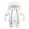 Kläder sätter spädbarn baby flicka pojke vinter söt kappa snöar småbarn jacka kläder blixtlås jumpsuit huva snö slitage 231123