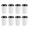 Gobelets jetables pailles 50 pièces 16oz café papier à Double paroi isolé/froid avec couvercles