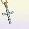 Light Blue Diamond Pendants Necklace Jewelry Platinum Plated Men Women Lover Gift Couple Religious Jewelry7465705