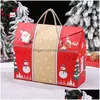 Cadeau cadeau poignée rouge boîte de Noël décoration de fête du nouvel an pour cookie bonbons nougat emballage faveur du père Noël lx5169 drop livrer dhkap