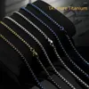 Chains 3mm TA1 Pure Titanium Rolo Box Chain Necklace Bracelet For Men Women Blue Gray Anti-Allergy Skin Friendly Square