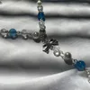 Цепи синий розарий в стиле бабочка ожерелье из шарма бабочки