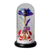Decorative Flowers Glass Cover Valentine's Day Ornament Doll Micro Landscape Immortal Rose Gift LED Imitation Light