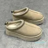 plattform senap frö päls tofflor ultra mini snö stövlar kvinnor vinter fårskinn mocka varma slip-on skor svart grå