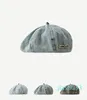 Boll Caps Fashion Brand Metal Etikett Beret Women's Korean Style Retro Washed Denim Octagonal Cap Painter