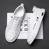 Sapatos de vestido Mens Couro Moda Homens Casual Respirável Flat para Black White Sneakers Masculino Zapatillas De 231123