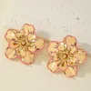 أقراط Hoop Vintage Camellia Flower Stud for Women Party Gift Holiday Fashion Jewelry Ear Accorities E400