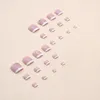 False Nails 24pcs White French Sparkling Fake ToeNails Press On Footnails Full Cover With Designs Diamond Artificial Nail Tips