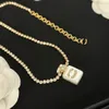 Modedesigner halsband hänge avancerad 18k guldpläterad kopparmärke brev länk kedja halsband jul bröllop smycken gåva jul present