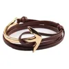 Bracelets de charme Bracelet d'ancre de navire Mtilayer Wrap chaîne en cuir bracelets pour femme hommes mode bracelet bijoux livraison directe bijoux Dhy4P