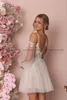 Wedding Dress ADLN Detachable Short Mini A-line Tulle Fairy Bride Robe De Mariee Custom Made Backless Lace Reception Gown