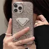 Cas de téléphone en cuir de concepteur pour iPhone 14 13 Pro Max Full Diamond Designers Imprimer Couverture Mobile Shell Protection Couverture 3 Couleur