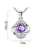 Pendant Necklaces NEHZY Silver Plating Women Fashion Jewelry Purple Cubic Zirconia Four-leaf Clover Flower Necklace Length 45CM