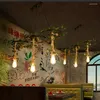 Pendant Lamps Retro Industrial Style Creative Wheel Green Plant Rope Chandelier Pot Barbecue Shop Bar Restaurant Personalized