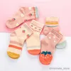 Kids Socks 5 Pairs/Lot Cotton Kids Socks Baby Girls Boys Sock Cute Floral Strberry Pattern For Children R231204