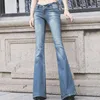 Jeans femme 25-31! Skinny femmes pantalon évasé blanc bleu Denim pantalon avec taille moyenne 2023 mode Jean