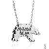 Collane con ciondolo Collana Mama Bear per mamma Collane con ciondolo animali in lega Gioielli di moda Regalo Consegna a goccia Collane di gioielli Penda Dhfnv