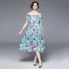 Boutique robe florale pour femmes 2023 robe imprimée d'été robes à manches courtes robes de vacances de fête mode décontracté dame robes en mousseline de soie