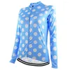 Jackets de corrida Hirbgod 2023 Jersey de ciclismo feminino Azul Roupas brancas de ponta de camisa de bicicleta leve de manga longa Ciclismo HK029