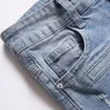 Jeans Boy Spring e outono Mid Blue Spot Mid-Baist Jeans Kids Hole Straight Hole Locomotive Pants 230424
