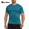 T-shirts pour hommes MAGCOMSEN T-shirts de sport pour hommes Manches courtes Séchage rapide Moire Wicking Gymnases Hauts d'exercice Randonnée T-shirts décontractés Z0424