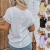 Blouses pour femmes Mode manches courtes hauts décontracté lâche chemisier blanc femmes évider vêtements féminins col rond Vintage Crochet dentelle chemise Chic