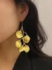 Boucles d'oreilles pendantes Kshmir 2023, pendentif en métal rétro exagéré pour femme, clou géométrique à longue feuille, vente en gros