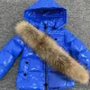 Para baixo casaco crianças inverno para baixo jaqueta destacável gola de pele de guaxinim criança meninos casaco com capuz bebê meninas quente snowsuit crianças parkas 231123