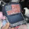 USA Flag Dot Diamond Cowboy Baseball Cap Spring Summer Washed Hat Fashion Outdoor Street Sun Cap HCS324