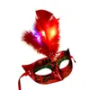 Maschere per feste Halloween Donna Maschera veneziana a LED Mascherata in maschera Costume da principessa Piuma Puntelli up 231124