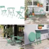 Garden Sets Sr Steel Patio Bistro Set Folding Outdoor Furniture 3 Piece Of Folding Table And Chairs Aron Blue Drop Delivery Home Dh95A
