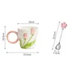 Tasses Relief tridimensionnel tulipe tasse en céramique Ins Style peint à la main Design sens Niche Couple fille coeur Drinkware cadeau 231123