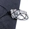 Pendant Necklaces Wholesale Natural Irregular Single-pointed Energy White Crystal Column Six-prism Hand-woven Necklace