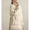 Black Technology Windbreaker Style Goose High-End Women's 95 White Goose Down Jacket Women's Medium Length Pinghu Winter Clothing