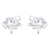 Stud Earrings 925 Sterling Silver Love Zircon Earstuds Women's Fashion Earbone Studs Luxury French Romantic Heart Shaped