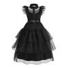 Girl's Dresses Girls Wednesday Costume Children Princess Dancing Dress Kids Black Family Halloween Layered Dress Addams Party Fantasy 4-12 Year 231123