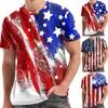 Herren-T-Shirts Herren-Sommer-Unabhängigkeitstag-Mode 3D-Digital-Langarmhemd Herren für lässige T-Shirts